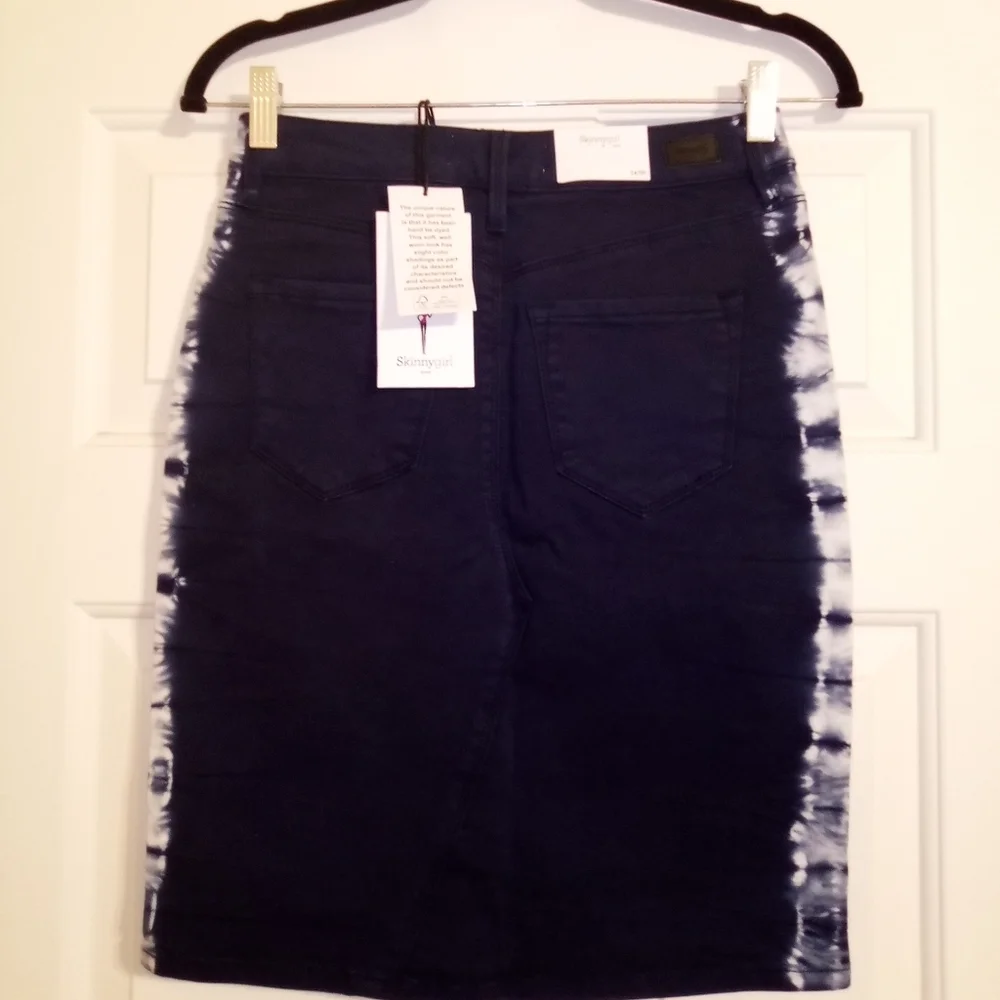 Skinnygirl Navy and White Tie-Dye Pencil Skirts Size Small - Picture 3 of 4